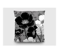 AG ART Coussin a motif a fleurs blanche et noir - 45 cm x 45 cm Multicolors