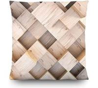 AG ART Coussin effet bois - 45 cm x 45 cm Naturel