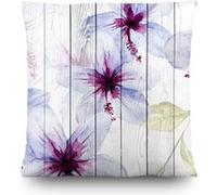 AG ART Coussin effet fleurs sur du bois - 45 cm x 45 cm Blanc