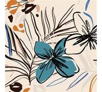 AG ART Coussin - fleurs bleues et fougère sur fond beige - 45 cm x 45 cm Multicolors