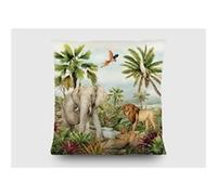 AG ART Coussin - Les animaux de la jungle elephant, lion, perroquet - en couleur - 40x40 cm Multicolors