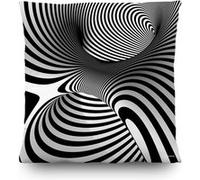 AG ART Coussin trait noir et blanc créatif - 45 cm x 45 cm Blanc