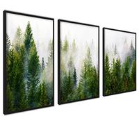 ag.art deco Affiche Decoration Murale 21x30 cm | Affiche Murale pour Salon et Chambre à Coucher | Poster Mural Sans Cadre | Lot de 3 Tableaux (Forêt dans le brouillard)