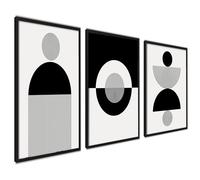 ag.art deco Affiche Decoration Murale 30x40 cm | Affiche Murale pour Salon et Chambre à Coucher | Poster Mural Sans Cadre | Lot de 3 Tableaux (Abstrait Noir et Blanc)