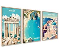 ag.art deco Affiche Decoration Murale 30x40 cm | Affiche Murale pour Salon et Chambre à Coucher | Poster Mural Sans Cadre | Lot de 3 Tableaux (Vacances en Grèce)