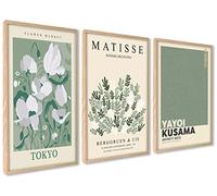 ag.art deco Affiche Decoration Murale 40x50 cm | Affiche Murale pour Salon et Chambre à Coucher | Poster Mural Sans Cadre | Lot de 3 Tableaux (Fleurs Matisse)