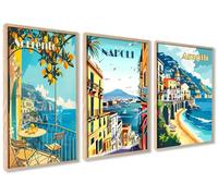 ag.art deco Affiche Decoration Murale 40x50 cm | Affiche Murale pour Salon et Chambre à Coucher | Poster Mural Sans Cadre | Lot de 3 Tableaux (Côte Amalfitaine)