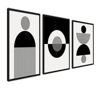 ag.art deco Affiche Decoration Murale 40x50 cm | Affiche Murale pour Salon et Chambre à Coucher | Poster Mural Sans Cadre | Lot de 3 Tableaux (Abstrait Noir et Blanc)
