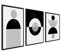 ag.art deco Affiche Decoration Murale con Cadre 21x30 cm | Affiche Murale con Cadre Noir | Poster Mural pour Salon et Chambre à Coucher | 3 Tableaux (Abstrait Noir et Blanc)