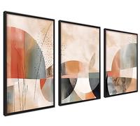 ag.art deco Affiche Decoration Murale con Cadre 30x40 cm | Affiche Murale con Cadre Noir | Poster Mural pour Salon et Chambre à Coucher | Lot de 3 Tableaux (Abstrait Bohème)