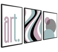 ag.art deco Affiche Decoration Murale con Cadre 40x50 cm | Affiche Murale con Cadre Noir | Poster Mural pour Salon et Chambre à Coucher | Lot de 3 Tableaux (Art Bohème)