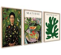 ag.art deco Affiche Decoration Murale con Cadre 50x70 cm | Affiche Murale con Cadre en Bois | Poster Mural pour Salon et Chambre à Coucher | Lot de 3 Tableaux (Ensemble Vert)