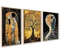 ag.art deco Affiche Decoration Murale con Cadre 50x70 cm | Affiche Murale con Cadre en Bois | Poster Mural pour Salon et Chambre à Coucher | 3 Tableaux (Ensemble Gustav Klimt)