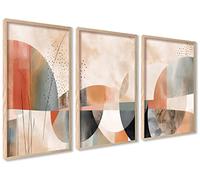 ag.art deco Affiche Decoration Murale con Cadre A3 30x40 cm | Affiche Murale con Cadre en Bois | Poster Mural pour Salon et Chambre à Coucher | Lot de 3 Tableaux (Abstrait Bohème)