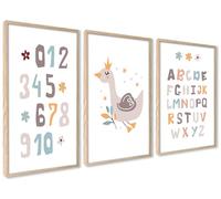ag.art deco Decoration Chambre Bebe con Cadre 50x70 cm | Affiche Decoration Murale Enfant | 3 Tableaux pour Décoration Chambre Fille ou Garcon | Poster Mural (ABC)