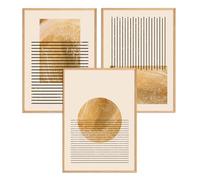 ag.art deco® Ensemble De 3 Tableaux | 3 Tableaux 30x40cm Avec Cadres En Bois | Poster Tendance avec Style Japandi | Décoration Murale Moderne Pour Salon, Chambre Et Intérieur Tendance