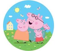 AG ART Papier peint intissé auto-adhésif rond Peppa pig avec sa famille - 70 x 70 cm Multicolors