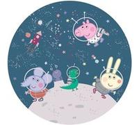 AG ART Papier peint intissé auto-adhésif rond Peppa pig avec sa famille dans l'espace - 70 x 70 cm Multicolors G