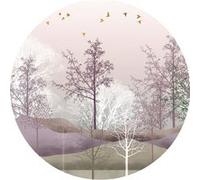 AG ART Papier peint intissé auto-adhésif rond Thème Mystical Forest - 140 x 140 cm Multicolors G