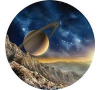 AG ART Papier peint intissé auto-adhésif rond Thème vue sur saturne - 70 x 70 cm Multicolors G