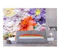 AG ART Papier peint intissé Thème Fleurs Avec Effet Papier froissé - 360 x 270 cm Multicolors