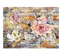 AG ART Papier peint mural intisse Fleurs dessinées sur un mur 360x270 cm Multicolors G