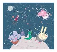AG ART Papier peint Peppa pig avec sa famille dans l'espace 300 x 270 cm Multicolors G