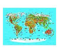 AG ART Photo Murale Carte du monde illustrée 360x254 cm 4 lés Multicolors G