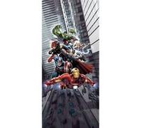 AG ART Poster de porte Intissé - Disney Marvel - les Avengers qui volent - 90 cm x 202 cm Multicolors