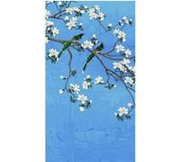 AG ART Poster intissé - arbre a fleurs blanches et ciel bleu - 150 x 270 cm Multicolors