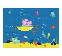 AG ART Poster intissé Peppa Pig avec sa famille dans l'eau - 155 x 110 cm Multicolors G