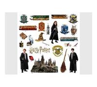 AG ART Sticker Harry Potter - Tous les personnages d'Harry Potter avec le château - 1 planche 30 x 30 cm Noir