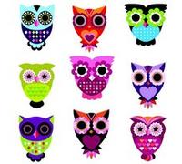 AG ART Sticker Hiboux multicolores - 1 planche 30 x 30 cm Multicolors G