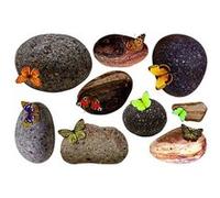 AG ART Sticker Papillons sur pierres de plage - 1 planche 42,5 x 65 cm Multicolors