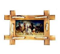 AG ART Sticker Tableau motif bois avec chevaux sauvages - 1 planche 42,5 x 65 cm Multicolors