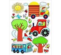 Sticker Tracteur bus camion avion - 1 planche 65 x 85 cm