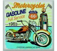AG ART Sticker Vintage moto route 66 avec pompe à essence - 1 planche 30 x 30 cm Multicolors
