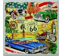 AG ART Sticker Vintage voiture et moto USA route 66 - 1 planche 30 x 30 cm Multicolors