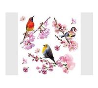 AG ART Stickers 3 oiseaux posés sur des fleurs de Sakura - 1 planche 30x30cm Multicolors