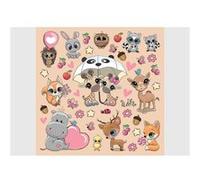 AG ART Stickers Animaux mignons - Girafe, Hiboux, Renard, Lapin - 1 planche 30x30cm Multicolors