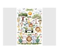 AG ART Stickers animaux - Safari dans une voiture verte - 1 planche 42,5 x 65 cm Multicolors G