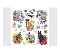 AG ART Stickers avec 6 chevaux - 1 planche 30x30 cm Multicolors G