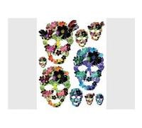 AG ART Stickers - Fleurs formant des Crânes - 1 planche 65 x 85 cm Multicolors G