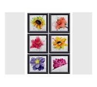 AG ART Stickers - Fleurs Multicolores Dans Un Cadre Noir - 1 planche 65 x 85 cm Multicolors