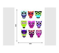 AG ART Stickers - Hiboux Multicolores - 1 planche 65x85 cm Bleu G