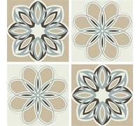 AG ART Stickers - Motifs fleurs beiges- 1 planche 30x30cm Multicolors G