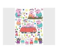 AG ART Stickers - Peppa pig et sa famille en voiture - 1 planche 65x85 cm Multicolors