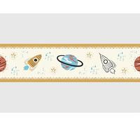 AG Design Bordure Autocollante Light Yellow Cosmos, AWBD 8058 | Étanche Décoratif pour Chambre d’Enfant | Bordure Murale pour Fille et Garçon | Film, Multicolore | Largeur 500 cm x Hauteur 13.8 cm