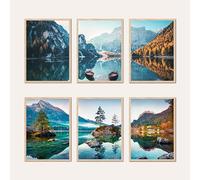 AG Design® ENSEMBLE DOUBLE FACE de 3 Affiches et Impressions d'Art Montagne | 3 pcs x 30 x 42 cm | Pour Chambre, Salon, Cuisine et Bureau | Non encadré | AP3 351468
