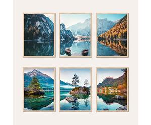 AG Design® ENSEMBLE DOUBLE FACE de 3 Affiches et Impressions d'Art Montagne | 3 pcs x 30 x 42 cm | Pour Chambre, Salon, Cuisine et Bureau | Non encadré | AP3 351468